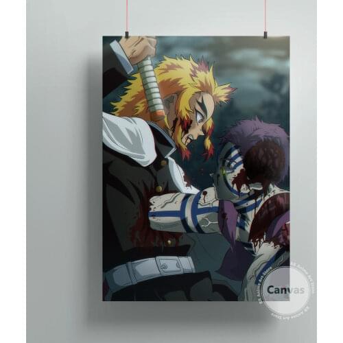 Canvas Anime Akaza Demon Slayer&Kyoujurou Pictures Home Manga Decoration Paintings Poster HD Prints Wall Art Modular Living Room