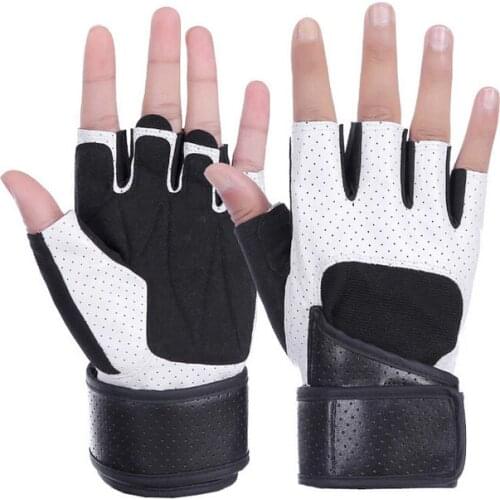 Leather Weightlifting Gloves Half Finger Training Gloves wrist support Breathable Gym Dumbbell Sport Fitness Gloves
