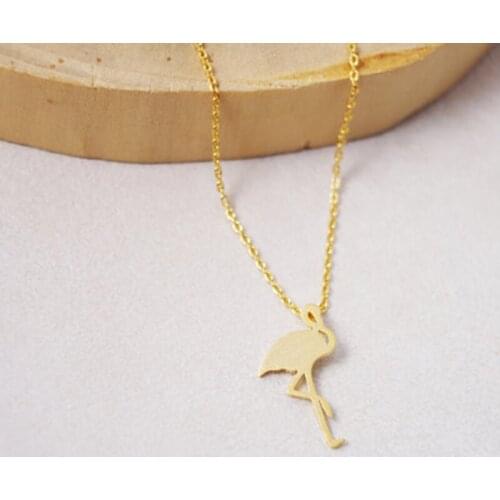 Fashionable Cute Flamingo Pendants Animal Shape Silver Gold Rose Gold Necklaces Women Free Shipping Wholesale