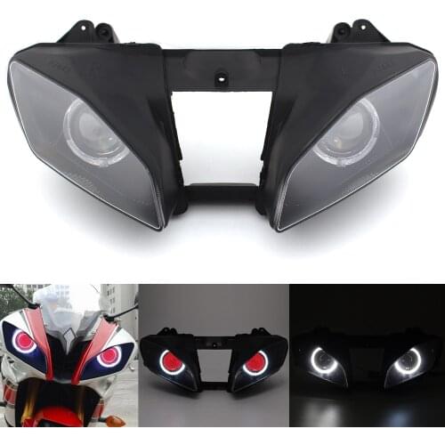 Motorcycle Custom Headlight Projector Head Lamp Assembly HID Angel Eyes & Devil Eyes Light Fits For Yamaha YZF R6 2006 2007