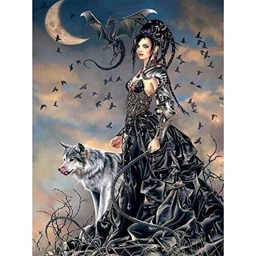 Woman and wolf Cross Stitch Kits Oil Painting Needlework Embroidery Crafts 14CT Unprinted DIY Arts Handmade Home Decor