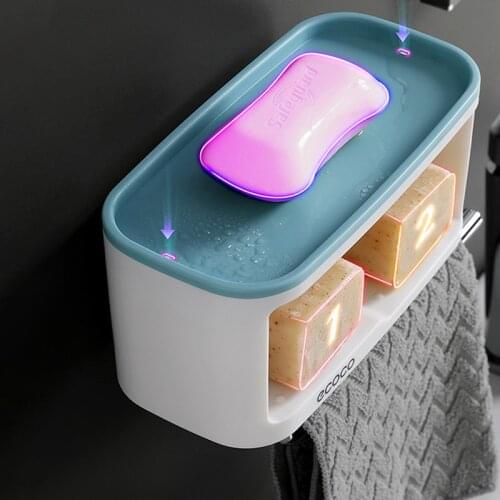 ECOCO Wall-Mounted Bathroom Storage Shelve Box with Towel Bar ABS+PS Toiletrie Sundries Storage Holder Kitchen Storage Box Rack