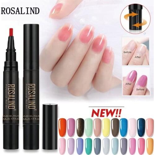 ROSALIND Neon Gel Polish Pen Professional Extension UV Nail Lazy Pen Art Decoration Semi Permanent Base Primer For Manicure 5ML