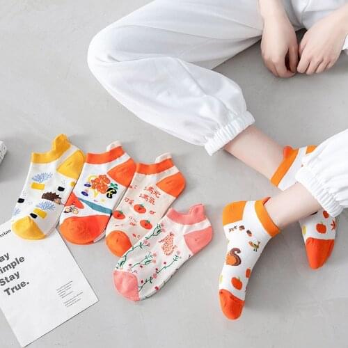Mosodo New 5Pcs Women Fashion Socks Cartoon Animation Socks Personality Versatile Multi Color Socks Breathable Boat Socks
