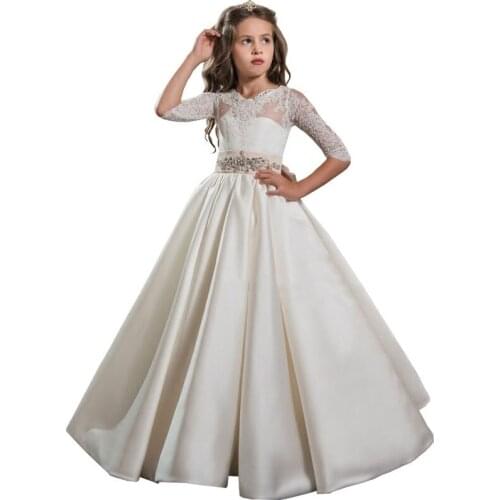 New Arrival First Communion Dresses for Girls Beading Ball Gown Sleeveless O-neck Dresses for Girls