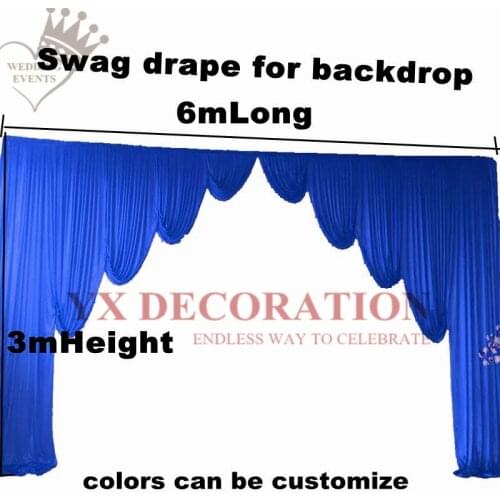 Royal Blue Ice Silk Wedding Backdrop Swag Drapery \ Stage Background Valance