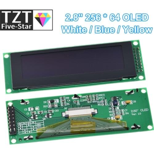 TZT NEW OLED Display 2.8" 256*64 25664 Dots Graphic LCD Module Display Screen LCM Screen SSD1322 Controller Support SPI