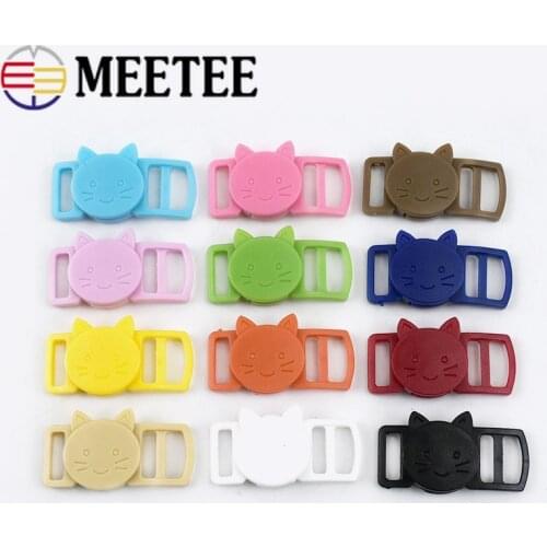 Meetee 50pcs Plastic Buckles Cat-Head Resin Safty Breakaway Adjustable for Cat Collar Paracord Webbing Apparel Accessories F5-4