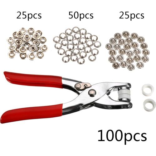 1 Pcs Plier Tool +25 Sets 9.5mm Metal Prong Snap Buttons Fasteners Press Studs Buckle Snap Fasteners for Installing Clothes Bags