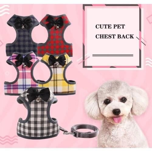 Dog Harness Dmall Snd Medium-Sized Dogs And Cats Cotton Vest Bell Lattice Personalized Dog Chest Back Breathable Dog Harness S-L
