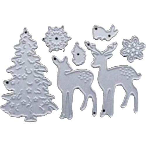 Christmas Tree Deer Cutting Dies for Card Making, Metal Die Cuts Scrapbooking Stencil for DIY Embossing Paper Album Decor