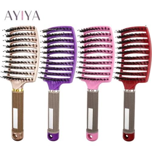 Hair Brush Scalp Massage Comb Hairbrush Bristle&Nylon Women Wet Curly Detangle Hair Brush for Salon Hairdressing Styling Tools