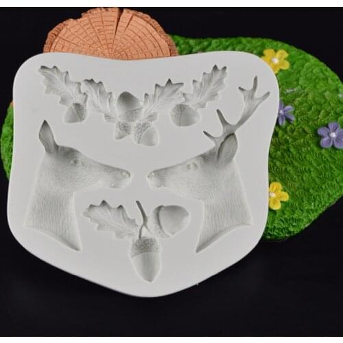 Silicone Fondant Molds Animals Deer Head Decorative Mold Sugar Christmas Cake Decorating Mould DIY Baking Mold Silicone Rubber