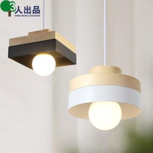 Nordic minimalist wood pendant Lights creative personality dining room living room bedroom balcony aisle lighting