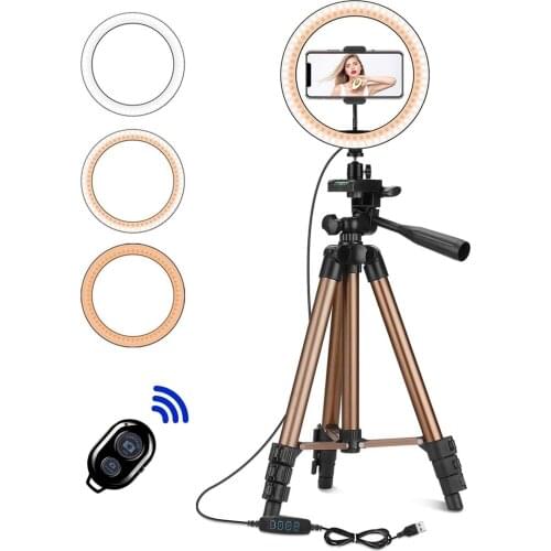 Anillo de luz Led con trípode y lámpara, Kit de iluminación fotográfica para vídeo, 1,3 m, 130cm