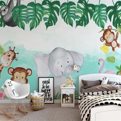 Wellyu Nordic modern minimalist cartoon animal elephant flower childrens room wall custom large mural wallpaper mural
