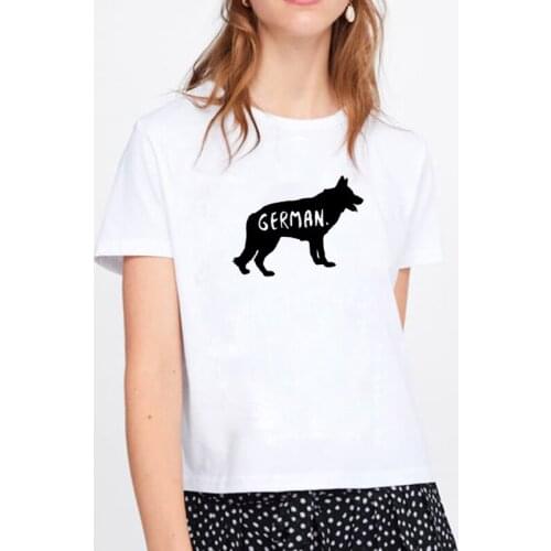 German Shepherd T Shirt Women Cotton Short Sleeve Tshirts Women O-neck Loose Tee Shirt Femme Black White Camisetas Mujer Tops