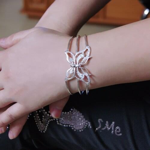 Fashion trend exaggerated hollow butterfly women open adjustable bracelets simple accessories 925 jewelry for women