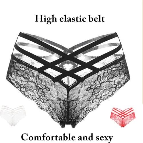 Sexy panties women cross lace transparent low waist briefs Soft Underwear Sexy Panties For women Couple Panties Valenties day