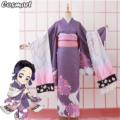 Anime Demon Slayer Kimetsu no Yaiba Kochou Shinobu Cosplay Costume Kimono Dress Uniform Halloween Suit For Women Outfit New 2020