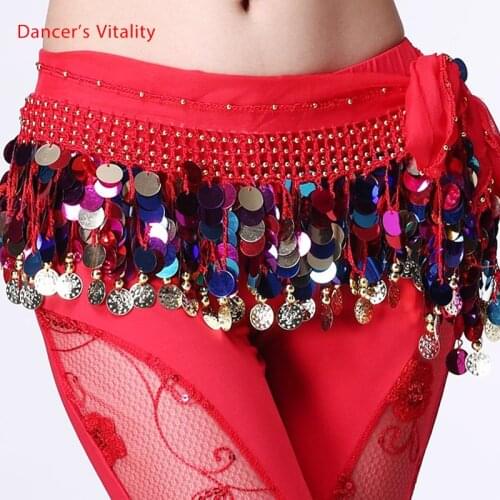 Belly dance belt costumes sequins tassel belly dance hip scarf for women belly dancing belts indain colors belt