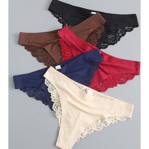 New Arrival Sexy Lace G-String Panties For Women Ice Silk Panty Thong Ladies Briefs Underwear Lingerie Female Floral Underpants