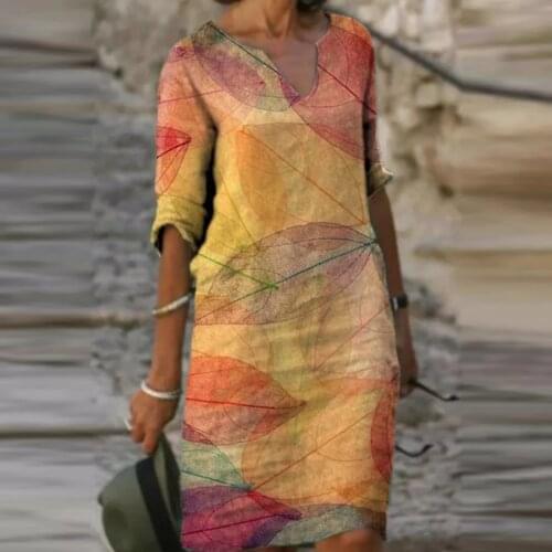 Vintage Women Boho Dress Flower Leaf Polka Dot Printing Short Sleeve Dress 2021 Summer Casual Ladies Dresses Vestidos De Verano