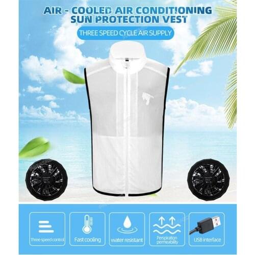 Summer Fan Cooling Vest Men Women Air Conditioning Charing Cool Waistcoat Plus Outdoor USB 3xl Protection Jacket Sun Coat s U8A7