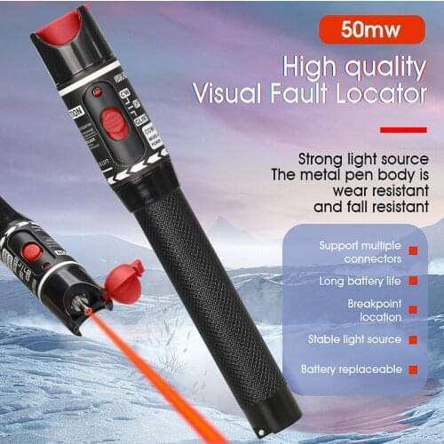 [100% New] 50mw Visual Fault Locator Fiber Optic Cable Tester 50km Red Laser Light Pen Type