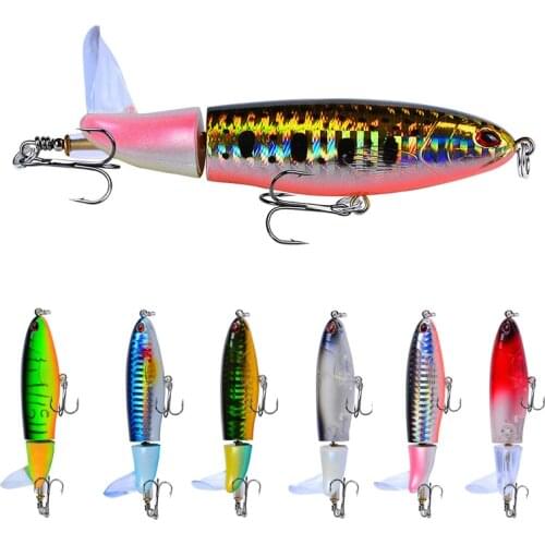 10g-37g Whopper Popper 10cm/14cm Topwater Fishing Lure Artificial Bait Hard Plopper Soft Rotating Tail Fishing Tackle Fishing Ba