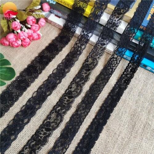 3.5-3cm S1070elastic lace trim fabricembroidery black lace auxiliary material for handicraft sewing fabric clothing accessories