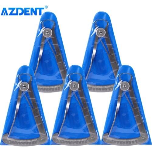 AZDENT 5PCS Dental Measuring Calipers 1/10 MM Length and Thickness Measurement Ruler Stainless Steel Tools