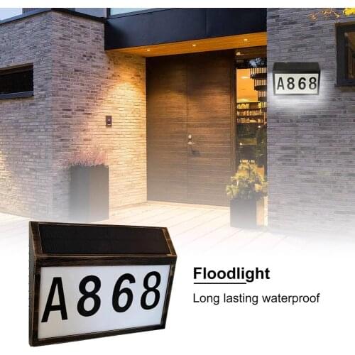 House Numbers Solar Powered Light Address Sign LED Solar Lamp Outdoor Waterproof Plaque Lighting For Home Yard Street Garden
