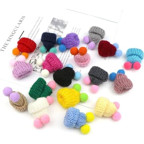 AIJJU 20Pcs 35mm Mini Small Knitting Hat For Dolls Hat Phone Case Decoration Kids Fun DIY Headwear Apparel Child Toy Accessories