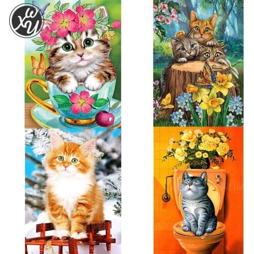 Diamond Art Kits for Adults Cute Kitty Diamond Painting Cartoon Cat Diamond Mosaic Full Diamond Embroidery for Family Decoration