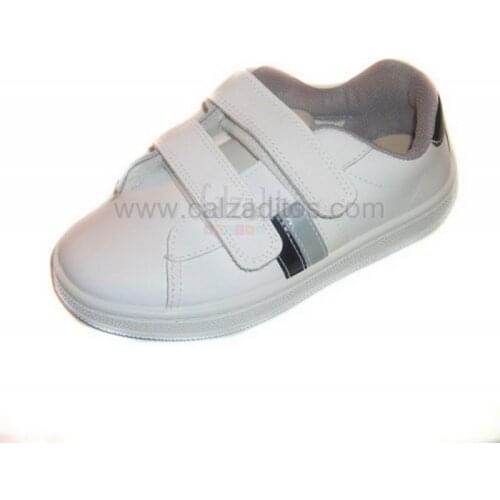 Zapy white sports shoes with gray-black charoles