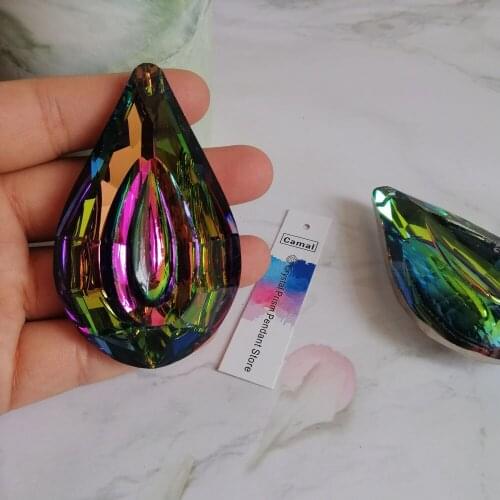 Camal 1PCS 76MM Rainbow K9 Crystal Suncatcher Chandelier Lamp Prism Hanging Pendant FENGSHUI Home Party Decoration Part DIY