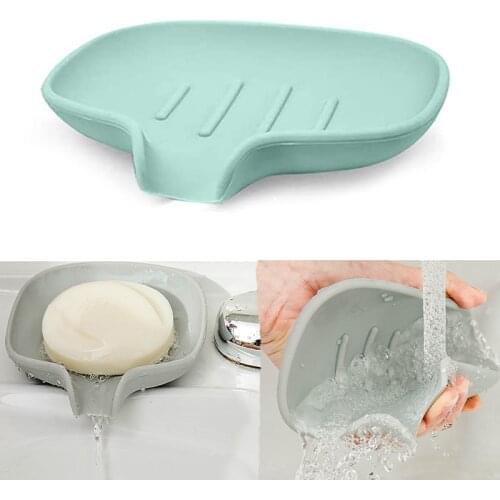 Bathroom Silicon Soap Holder Non-slip Floor Type Soap Holder Rack Soap Sponge Dish Accessories Soap Dishes Draining Soap Tray