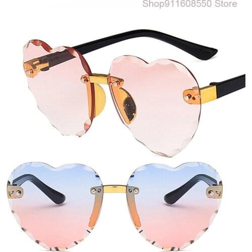 GOZLUGU 2021Childrens Heart Shaped Frameless Sunglasses Thin Metal Frame UV Protection Sunglasses for Beach Holiday Festival