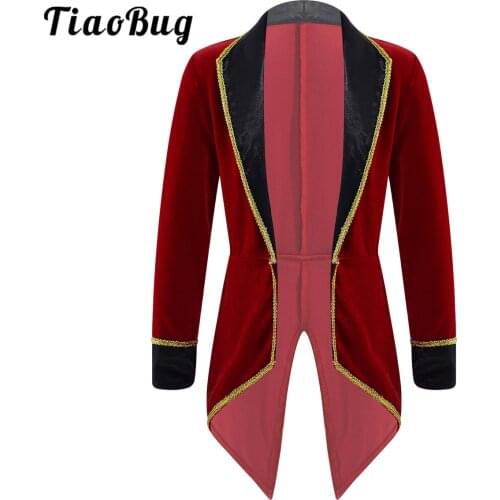 Kids Girls Circus Ringmaster Costume Halloween Long Sleeves Lapel Collar Tailcoat Jacket Roleplay Party Festival Carnival Outfit