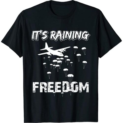 Paratrooper Men T-Shirt Its Raining Freedom mens t shirts Short Casual 100% COTTON O-Neck shirts