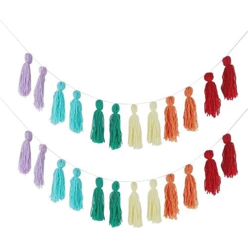 Cotton Tassel Garland Girl Kids Room Decorations Baby Shower Backdrop Wall Hanging Banner Nursery Home Decor Wedding Party Suppl