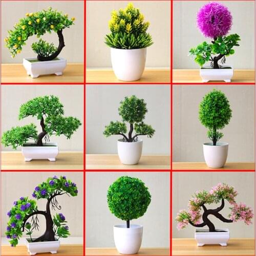 Artificial Plants Bonsai Small Tree Pot Plants Fake Flowers Potted Ornaments Home Decoration Hotel Table Welcoming Pine Bonsai