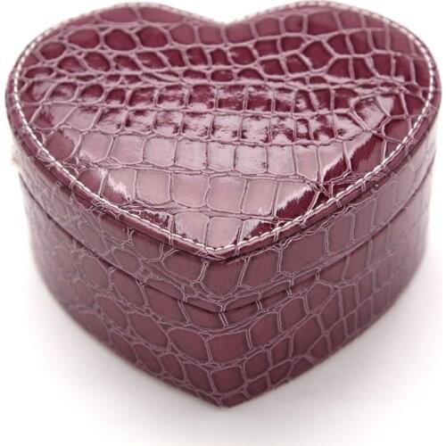 PU Heart Shaped Jewelry Box Creative Double Layer Jewelry Packing Box Simple Style Wedding Ring Jewelry Storage Box Girl