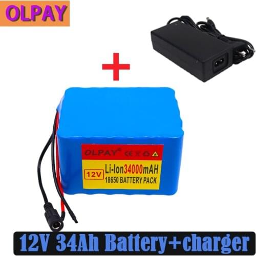 12V 34Ah 3S12P 11.1V 12.6V Lithium Battery Pack for Inverter Xenon Lamp Solar Street Light Sightseeing Car Etc + charger
