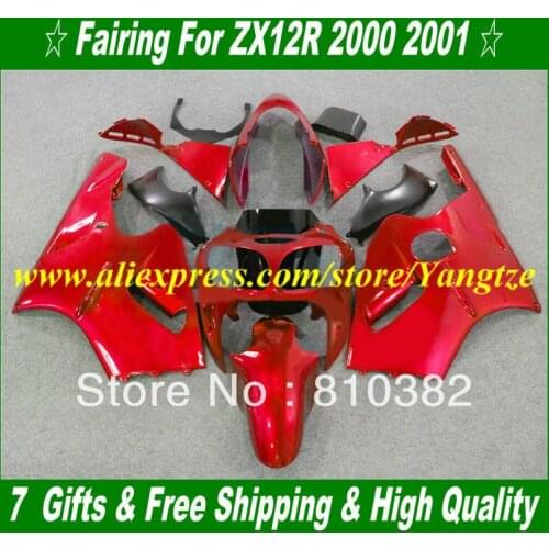 Injection mold Fairing kits for 2001 KAWASAKI Ninja ZX12R 00 01 ZX 12R 2000 2001 ZX-12R Fairings hot red black Motorcycle HJ26