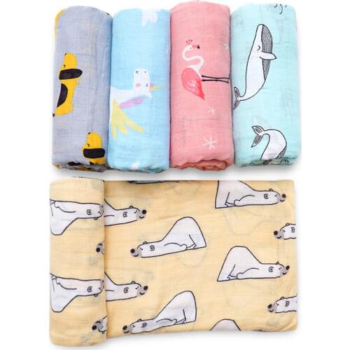 Muslinlife Hot Sale Flamingo Baby Blanket Bamboo Cotton Breathable Blanket Cute Printed Muslin Swaddle Baby Blanket Newborn