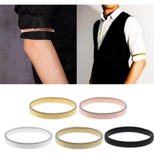 Arm Warmer Shirt Sleeve Holder Metal Anti-Slip Elastic Bracelets Stretch Armband