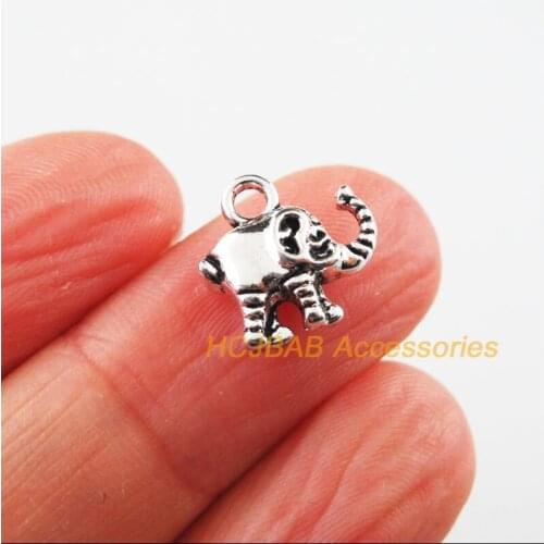 Fashion 25Pcs Tibetan Silver Color Animal Tiny Elephant Charms Pendants 11.5x12mm