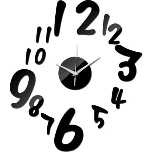 Special geometric design wall clocks modern style home decor wall watches study diy mirror acrylic material wall sticker